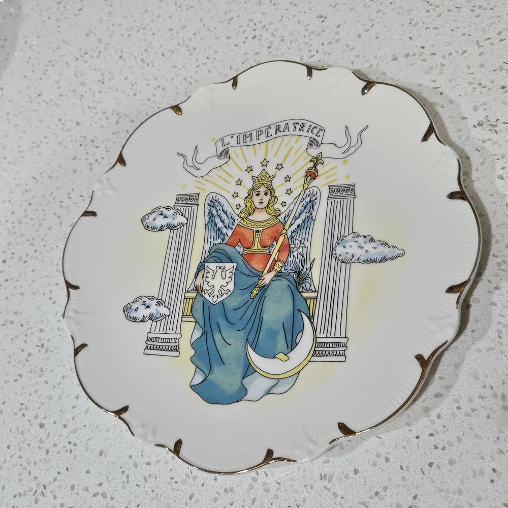 Anthropologie White Gold-Trimmed Tarot Plate 'La Force' - Picture 4 of 8